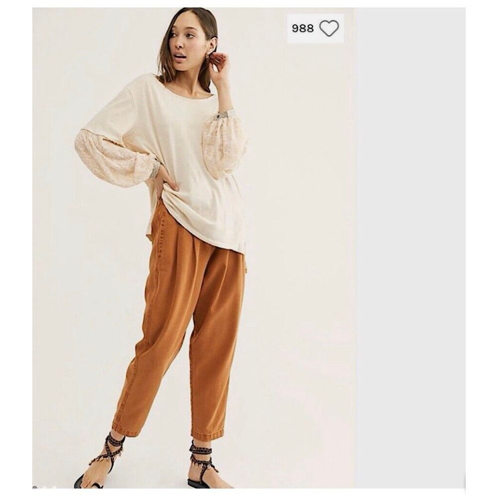 Free People We the Free Jade Long Sleeve Contrast Print Top in Every Sz S NWT